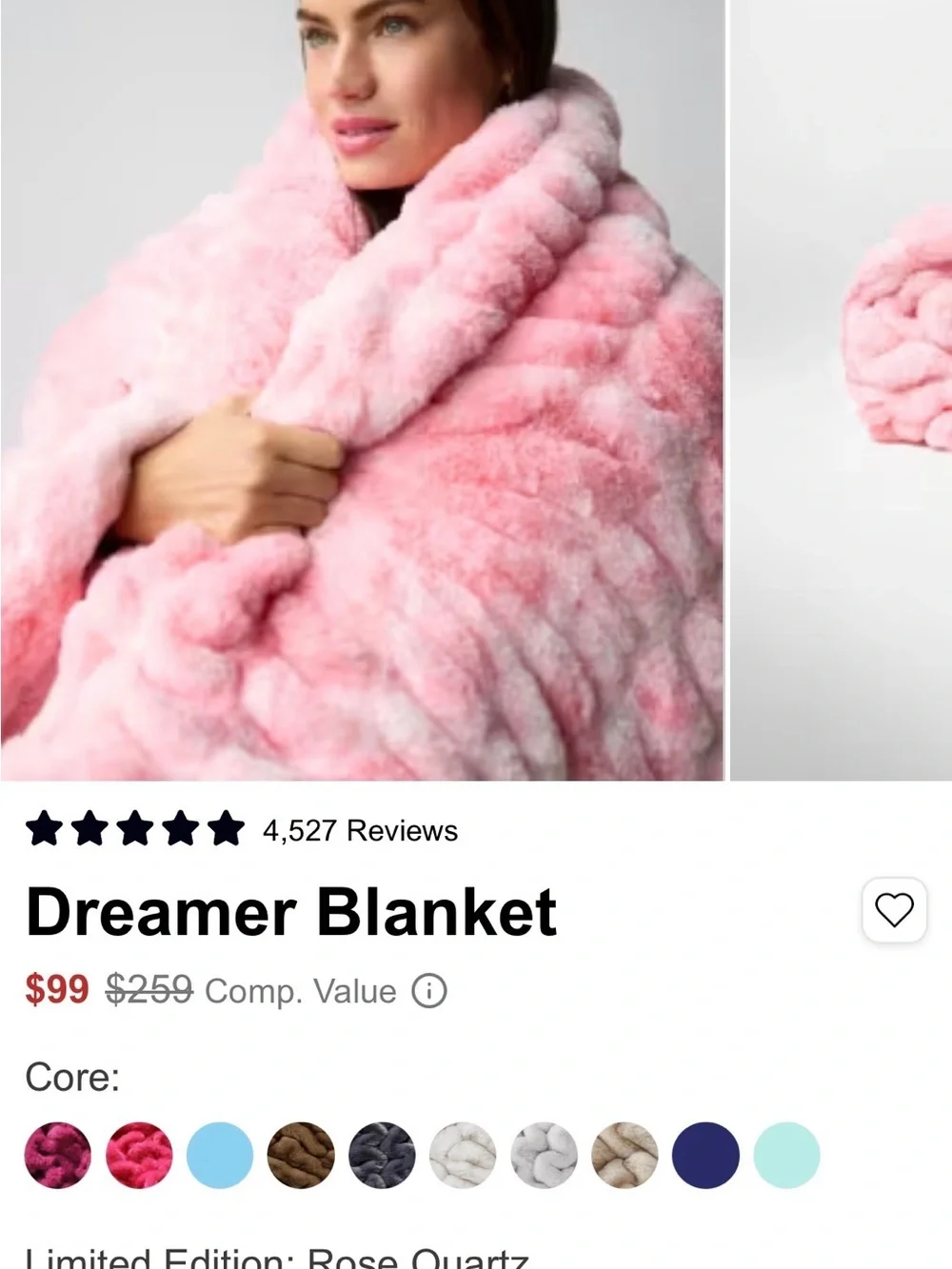 NWT COMFRT DREAMER BLANKET ROSE QUARTZ